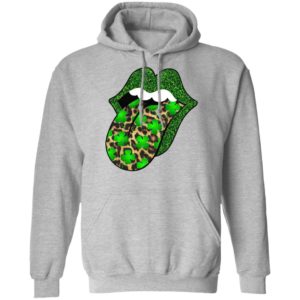 Green glitter lips leopard Rolling Stones cute Saint Patrick's Day Shirt