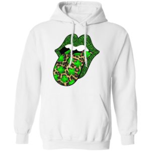 Green glitter lips leopard Rolling Stones cute Saint Patrick's Day Shirt