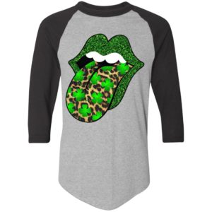 Green glitter lips leopard Rolling Stones cute Saint Patrick's Day Shirt