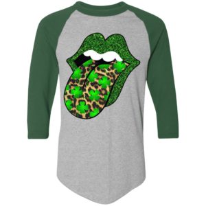 Green glitter lips leopard Rolling Stones cute Saint Patrick's Day Shirt