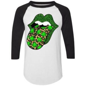 Green glitter lips leopard Rolling Stones cute Saint Patrick's Day Shirt
