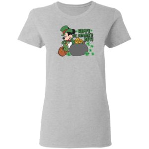 Green Mickey Mouse Happy St Patrick's Day Gold Coin Shirt