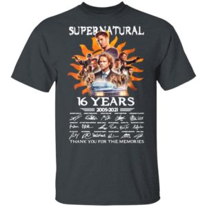 Supernatural 16 Years 2005 2021 Signatures Thank You For The Memories Shirt