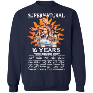 Supernatural 16 Years 2005 2021 Signatures Thank You For The Memories Shirt