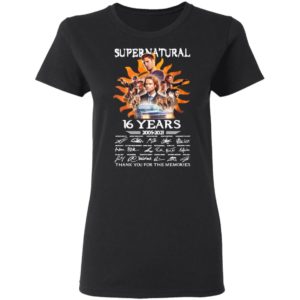 Supernatural 16 Years 2005 2021 Signatures Thank You For The Memories Shirt
