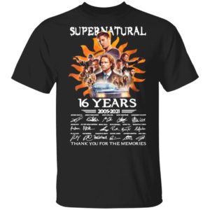 Supernatural 16 Years 2005 2021 Signatures Thank You For The Memories Shirt