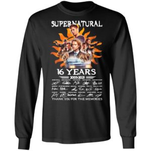 Supernatural 16 Years 2005 2021 Signatures Thank You For The Memories Shirt