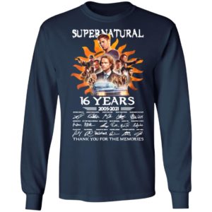 Supernatural 16 Years 2005 2021 Signatures Thank You For The Memories Shirt