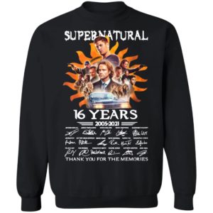 Supernatural 16 Years 2005 2021 Signatures Thank You For The Memories Shirt
