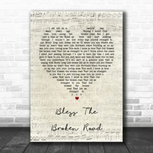 Rascal Flatts Bless The Broken Road Script Heart Song Lyric Quote Poster Canvas