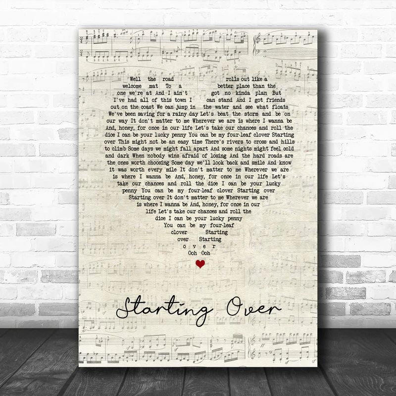 Chris Stapleton Starting Over Script Heart Song Lyric Music Poster Canvas Chris Stapleton Starting Over Script Heart Song Lyric Music Poster Canvas