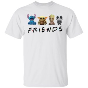 Baby Yoda Stitch Groot And Jack Skeleton With Friend 2021 Shirt, Kid Tee