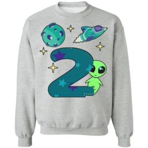 The spaceship planet and Baby Alien Boys 2nd birthday shirt