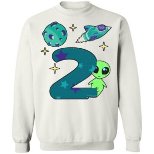 The spaceship planet and Baby Alien Boys 2nd birthday shirt