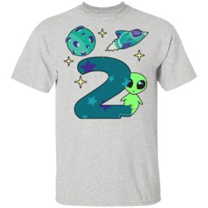 The spaceship planet and Baby Alien Boys 2nd birthday shirt