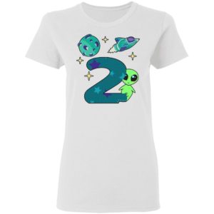 The spaceship planet and Baby Alien Boys 2nd birthday shirt