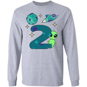 The spaceship planet and Baby Alien Boys 2nd birthday shirt