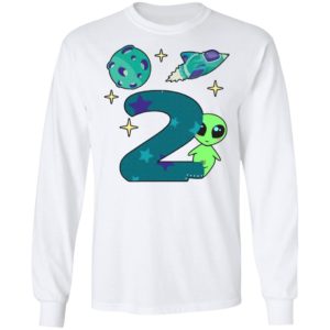 The spaceship planet and Baby Alien Boys 2nd birthday shirt