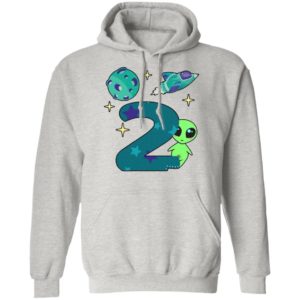 The spaceship planet and Baby Alien Boys 2nd birthday shirt