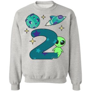 The spaceship planet and Baby Alien Boys 2nd birthday shirt