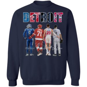 Detroit Detroit Lions Detroit Red Wings Detroit Pistons Detroit Tigers Stafford Larkin Griffin Mize Signatures Shirt