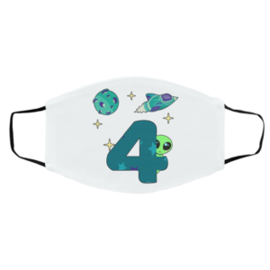 Spaceship Planet And Baby Alien Boys 4th Birthday Face Mask