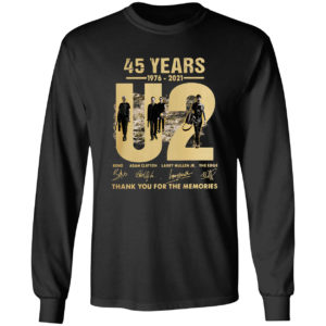 45 years 1976-2021 U2 Bono Adam Clayton thank you signatures shirt