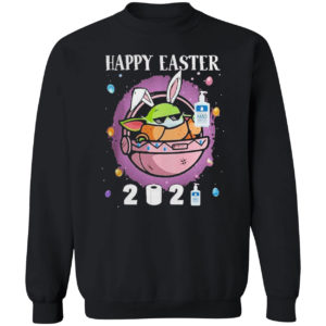 Baby Yoda hand sanitizer happy easter 2021 shirt
