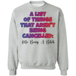 A List Of Things That Arent Being Cancelled Me Being A Bitch Tee Shirt