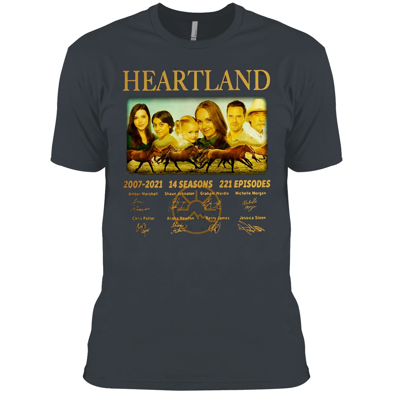 Awesome 14 years of Heartland 2007-2021 14 seasons 221 episodes signed shirt
