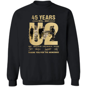 45 years 1976-2021 U2 Bono Adam Clayton thank you signatures shirt
