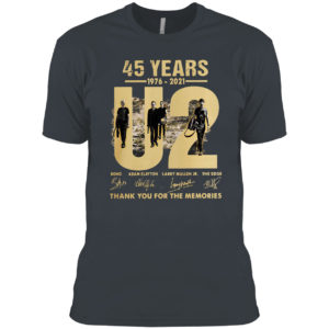45 years 1976-2021 U2 Bono Adam Clayton thank you signatures shirt