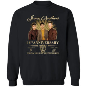 Jonas Brothers 16th anniversary 2005-2021 thank you for the memories signatures shirt