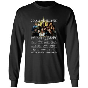 Game Of Thrones 10th anniversary thank you for the memories shirt