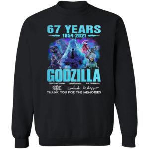 67 years 1954 2021 Godzilla signatures thank you for the memories shirt