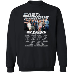 Fast And Furious 20 Years 2001 2021 Thank You For The Memories Signatures Shirt