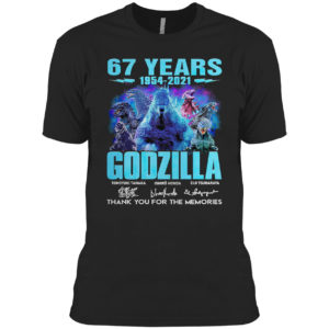 67 years 1954 2021 Godzilla signatures thank you for the memories shirt