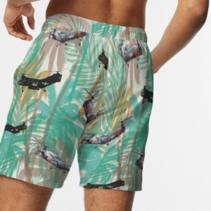 Piasecki H-21 Helicopter Hawaiian Beach Shirt, Shorts