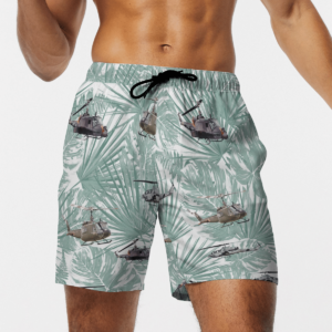 Vietnam Aircraft And Huey Helicopter Hawaiian Beach Shirt, Shorts