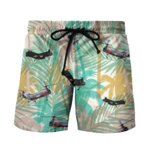 Piasecki H-21 Helicopter Hawaiian Beach Shirt, Shorts