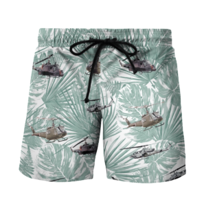 Vietnam Aircraft And Huey Helicopter Hawaiian Beach Shirt, Shorts