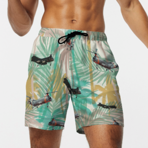 Piasecki H-21 Helicopter Hawaiian Beach Shirt, Shorts