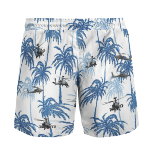 Military Boeing AH-64 Apache Helicopter Hawaiian Beach Shirt, Shorts