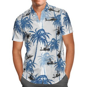 Military Boeing AH-64 Apache Helicopter Hawaiian Beach Shirt, Shorts