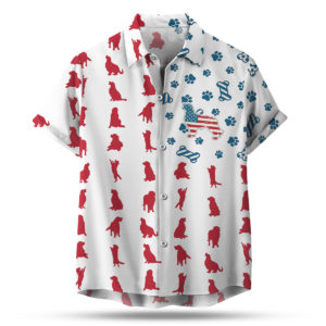 Golden Retriever American Flag 4th of July Hawaiian shirt