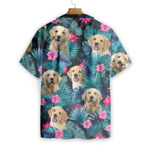 Tropical Golden Dog Hawaiian Floral Print Shirts