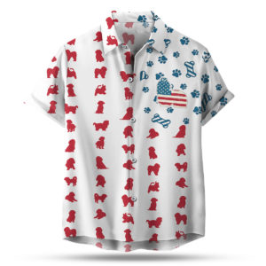 Shih Tzu American Flag 4th of July Hawaiian shirt