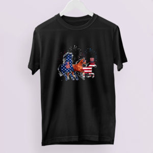 Happy 4th Of July American Flag Red White Horse And Blue Shirt