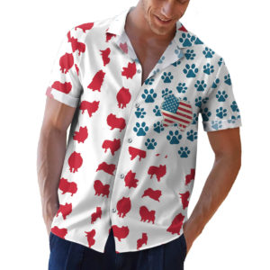 Pomeranian Dog American Flag 4th of July Hawaiian shirt