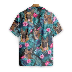 Tropical German Shepherd Hawaiian Button Up Shirts